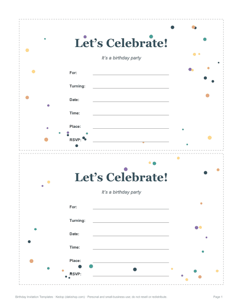 Preview of the first page of Confetti invitation