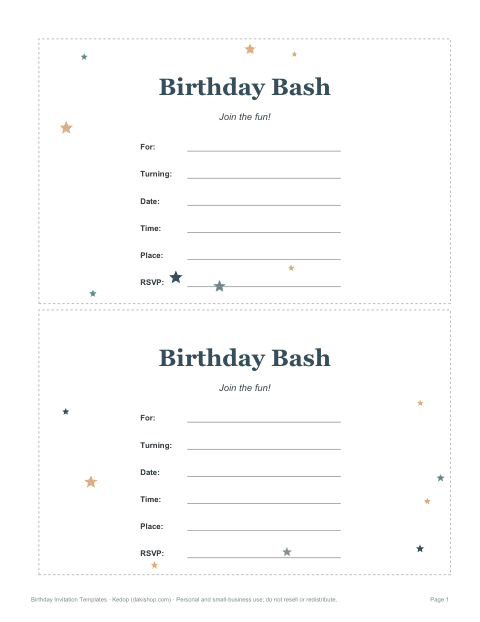 Preview of the first page of Stars invitation